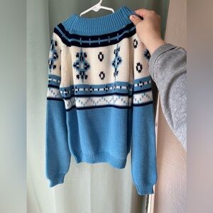 Vintage JC PENNYS 1980s Knit Mock Neck Sweater blue boys medium